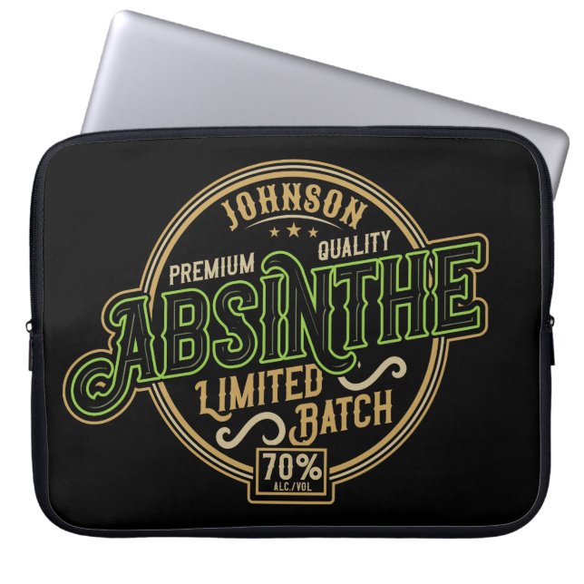 Gepersonaliseerde Absinthe Herbal Spirit Liquor La Laptop Sleeve (Voorkant)