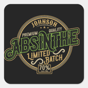 Gepersonaliseerde Absinthe Herbal Spirit Liquor La Vierkante Sticker