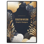 Gepersonaliseerde Abstract Navy Gold Black Waterve Klembord (Achterkant)