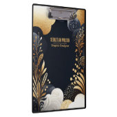 Gepersonaliseerde Abstract Navy Gold Black Waterve Klembord (Rechts)