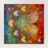 Gepersonaliseerde Abstract papier Mache Hearts Legpuzzel (Horizontaal)