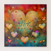 Gepersonaliseerde Abstract papier Mache Hearts Legpuzzel (Verticaal)