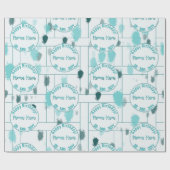 Gepersonaliseerde Abstracte Blauw Grijs Groene Kle Cadeaupapier (Vlak)