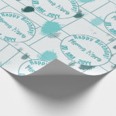 Gepersonaliseerde Abstracte Blauw Grijs Groene Kle Cadeaupapier (Hoek)