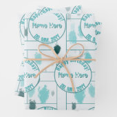 Gepersonaliseerde Abstracte Blauw Grijs Groene Kle Inpakpapier Vel (In situ)