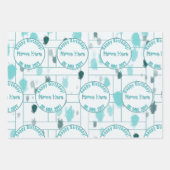 Gepersonaliseerde Abstracte Blauw Grijs Groene Kle Inpakpapier Vel (Voorkant)