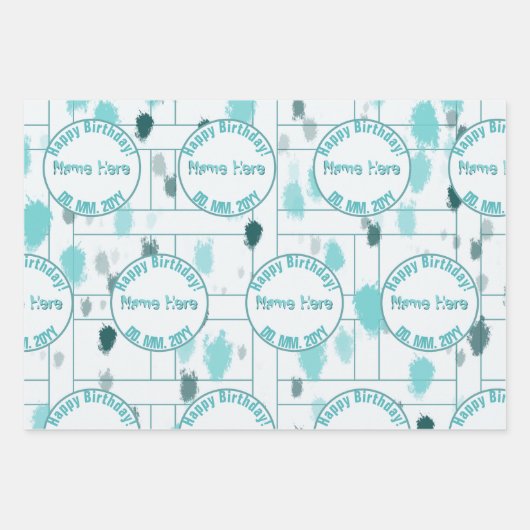 Gepersonaliseerde Abstracte Blauw Grijs Groene Kle Inpakpapier Vel (Voorkant)