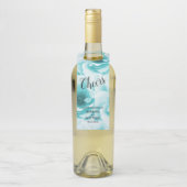 Gepersonaliseerde Abstracte Blauw & Wit Flessenhanger (Op fles)