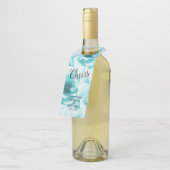 Gepersonaliseerde Abstracte Blauw & Wit Flessenhanger (Schuin)