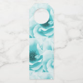 Gepersonaliseerde Abstracte Blauw & Wit Flessenhanger (Achterkant)
