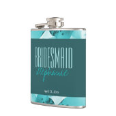 Gepersonaliseerde Abstracte Blauw & Witte Bloemen Heupfles (Links)