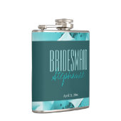 Gepersonaliseerde Abstracte Blauw & Witte Bloemen Heupfles (Rechts)