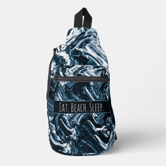 Gepersonaliseerde Abstracte Blauwe en Witte Golf Sling Bag (Voorkant)