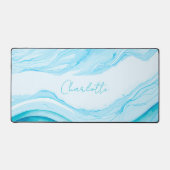 Gepersonaliseerde Abstracte blauwe Waterverf grote Bureaumat (Voorkant)