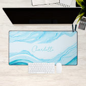 Gepersonaliseerde Abstracte blauwe Waterverf grote Bureaumat