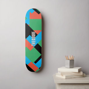 Gepersonaliseerde Abstracte Blokken Gamer Tiener J Persoonlijk Skateboard