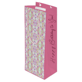 Gepersonaliseerde Abstracte Boho Pattern Art Pink  Wijn Cadeautas