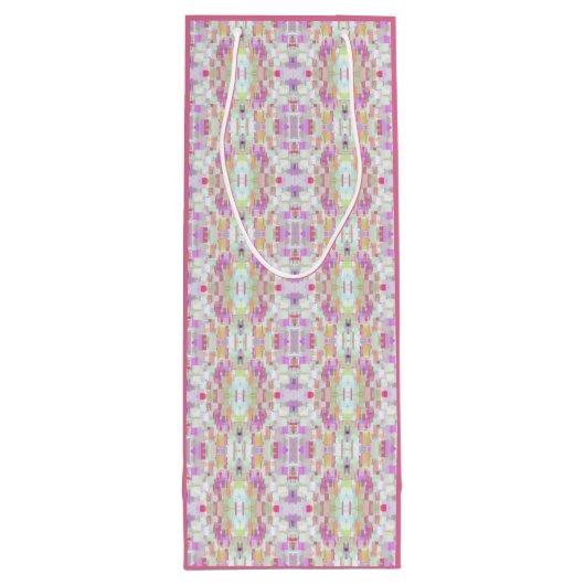 Gepersonaliseerde Abstracte Boho Pattern Art Pink  Wijn Cadeautas (Achterkant)