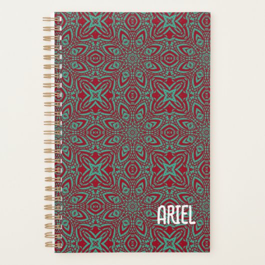 Gepersonaliseerde Abstracte Bourgogne Emerald Gree Planner (Voorkant)