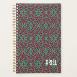 Gepersonaliseerde Abstracte Bourgogne Emerald Gree Planner