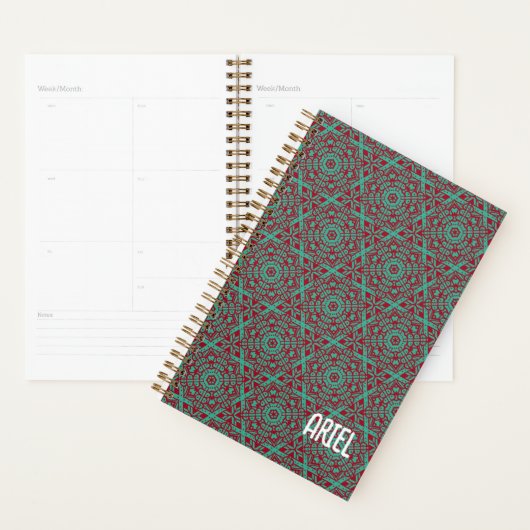 Gepersonaliseerde Abstracte Bourgogne Emerald Gree Planner (Display)