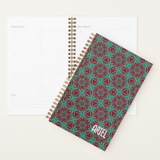 Gepersonaliseerde Abstracte Bourgogne Emerald Gree Planner (Display)