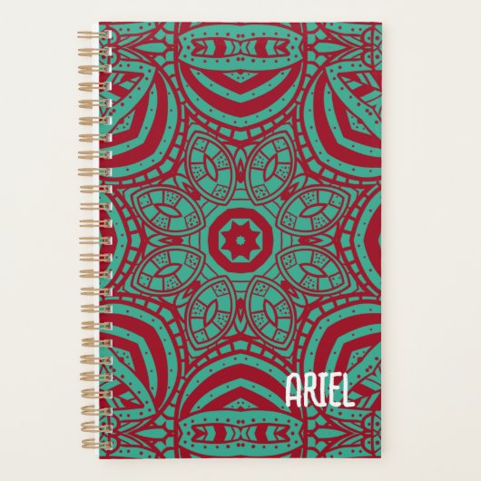 Gepersonaliseerde Abstracte Bourgogne Emerald Gree Planner (Voorkant)