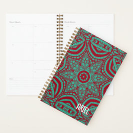 Gepersonaliseerde Abstracte Bourgogne Emerald Gree Planner