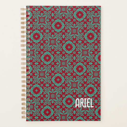 Gepersonaliseerde Abstracte Bourgogne Emerald Gree Planner (Voorkant)