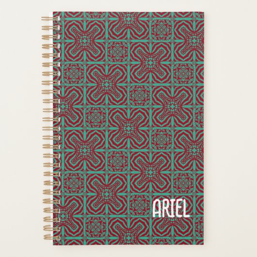 Gepersonaliseerde Abstracte Bourgogne Emerald Gree Planner (Voorkant)