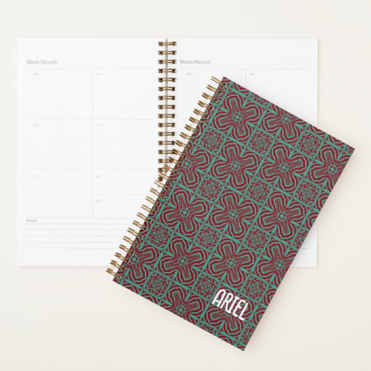 Gepersonaliseerde Abstracte Bourgogne Emerald Gree Planner (Display)