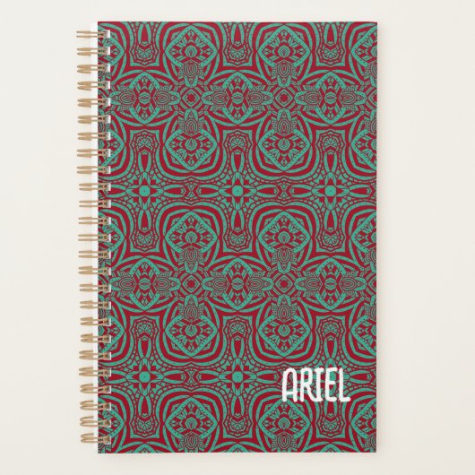 Gepersonaliseerde Abstracte Bourgogne Emerald Gree Planner (Voorkant)