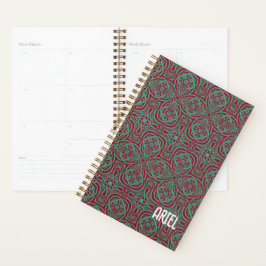 Gepersonaliseerde Abstracte Bourgogne Emerald Gree Planner