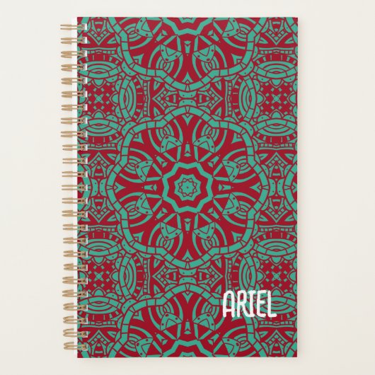 Gepersonaliseerde Abstracte Bourgogne Emerald Gree Planner (Voorkant)