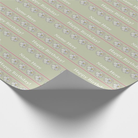 Gepersonaliseerde Abstracte Daisy Floral Art Groen Cadeaupapier (Hoek)