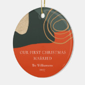 Gepersonaliseerde Abstracte eerste kersthuwelijk Keramisch Ornament (Links)