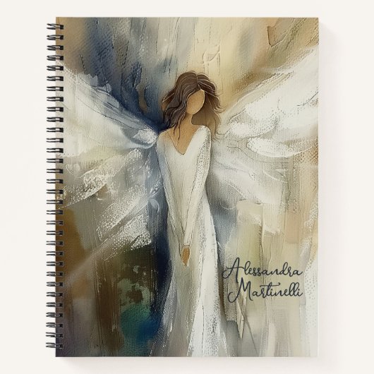 Gepersonaliseerde Abstracte engelenneutrale kleure Notitieboek (Voorkant)