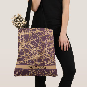 Gepersonaliseerde Abstracte Faux Gold Threads op M Tote Bag