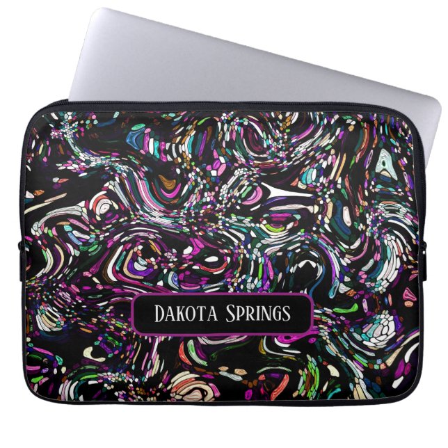 Gepersonaliseerde Abstracte Kunst Zwarte Draaier P Laptop Sleeve (Voorkant)