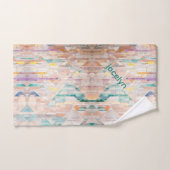 Gepersonaliseerde abstracte meerkleuren roze blauw handdoek (Handdoek)