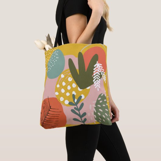 Gepersonaliseerde Abstracte minnaar Kleurrijk Roze Tote Bag (Dichtbij)