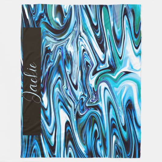 Gepersonaliseerde Abstracte psychedelische blauwe  Fleece Deken (Voorkant)