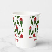 Gepersonaliseerde Abstracte Red Roses Holly Holida Papieren Bekers (Rechts)
