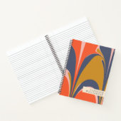 Gepersonaliseerde Abstracte Retro Swirl blauw rood Notitieboek (Binnen)