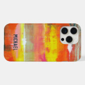 Gepersonaliseerde Abstracte rode roze roze kunst iPhone Hoesje (Achterkant horizontaal)