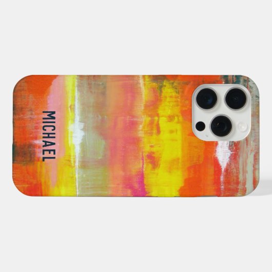 Gepersonaliseerde Abstracte rode roze roze kunst iPhone Hoesje (Achterkant horizontaal)