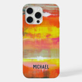 Gepersonaliseerde Abstracte rode roze roze kunst iPhone Hoesje (Achterkant)