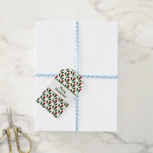 Gepersonaliseerde Abstracte rozen, Holly Holiday Cadeaulabel (Met Touw)