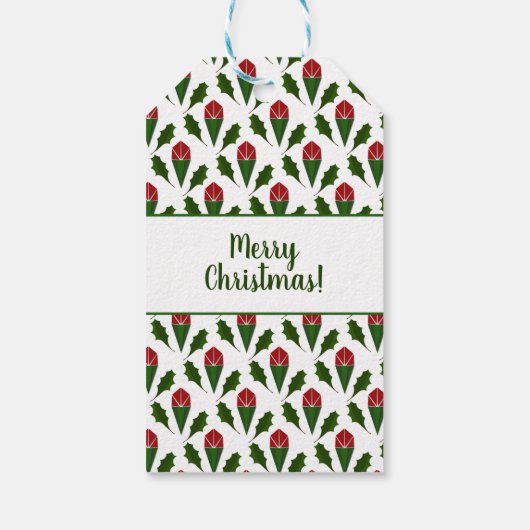 Gepersonaliseerde Abstracte rozen, Holly Holiday Cadeaulabel (Achterkant)