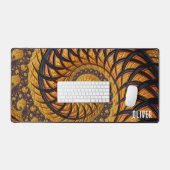 Gepersonaliseerde Abstracte zwart gouden spiraal f Bureaumat (Keyboard & Muis)